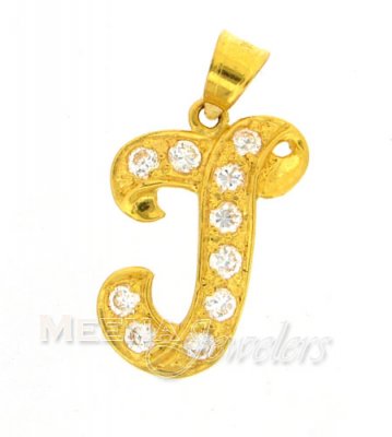 22Kt Gold Pendant with Initial(J) ( Initial Pendants )