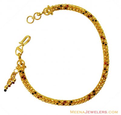 Gold 3 Tone Color Work Bracelet 22k ( Ladies Bracelets )
