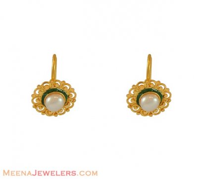 Gold pearl small earring ( 22Kt Gold Fancy Earrings )