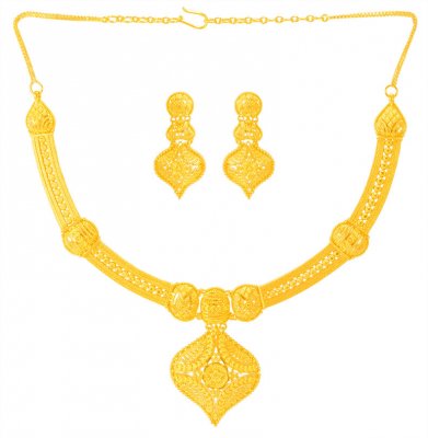 22kt Gold Necklace Earring Set ( 22 Kt Gold Sets )