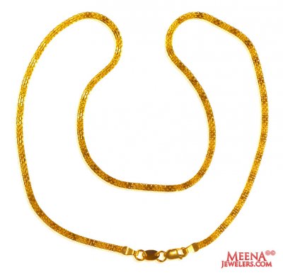 22Kt Gold plain Chain (16 In) ( Men`s Gold Chains )
