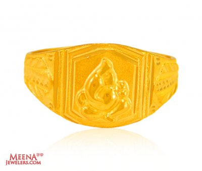 22 Karat Gold Ganesh Mens Ring ( Religious Rings )