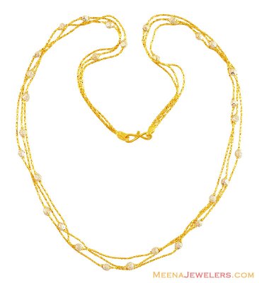 22k Designer Two Tone Layered Chain ( 22Kt Gold Fancy Chains )