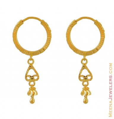 Gold earring with hanging ( Hoop Earrings )