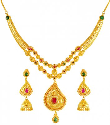 22 Karat Gold Necklace Set ( Gold Designer Sets )