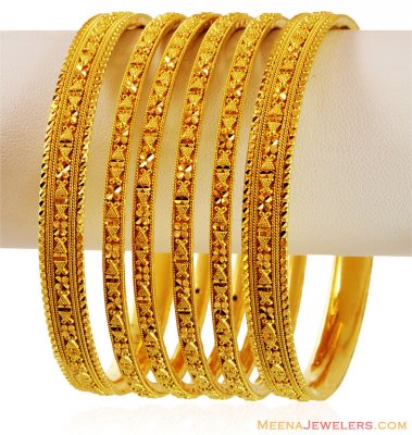 22k Indian Gold Bangles Set(6 Pc) - BaSt17109 - 22k indian gold bangles ...