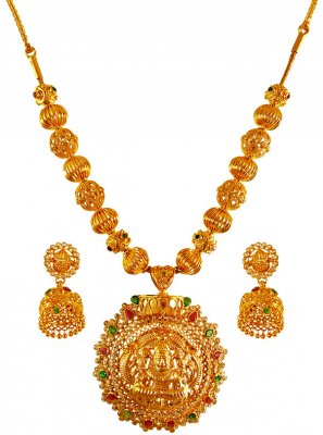 22K Gold Diamond Polki Necklace Set ( Diamond Necklace Sets )