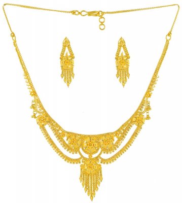 Gold Necklace and Earrings Set ( 22Kt Gold) - StLs2725 - 22Kt Gold ...
