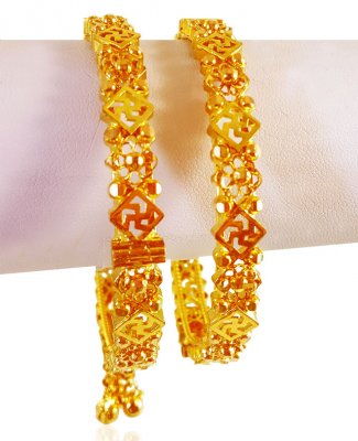 22Kt Gold Floral Style Kada (pair) ( Kadas )