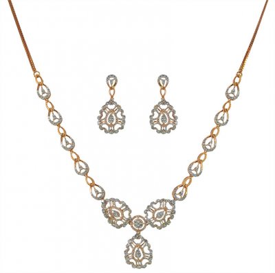 18Karat Rose Gold Necklace Set ( Diamond Necklace Sets )