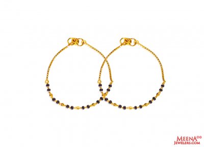 22K Gold Strand Bracelet 2pc ( Black Bead Bracelets )