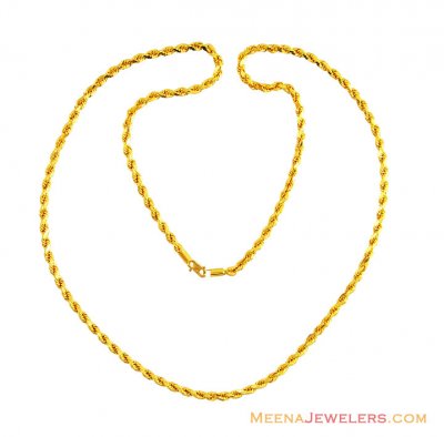22K Solid Rope Mens Chain  ( Men`s Gold Chains )