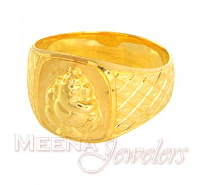 22k Gold ring with Lord Ganesh (Heavy) ( Religious Rings )