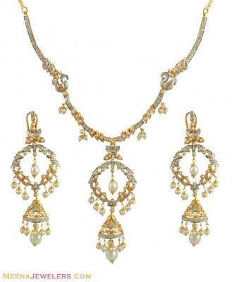 22k Exclusive Pearl Necklace Set ( Gold Designer Sets )