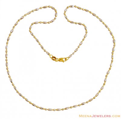 2 Tone Rice Chain (16 in) 22k ( 22Kt Gold Fancy Chains )