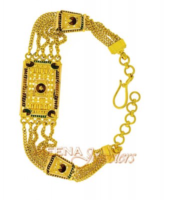 22Kt Gold Filigree And Enamel Work Bracelet ( Ladies Bracelets )
