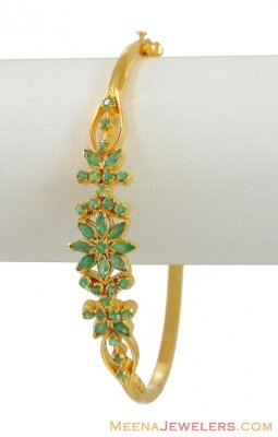 Gold Bangle with Emeralds ( Precious Stone Bangles )