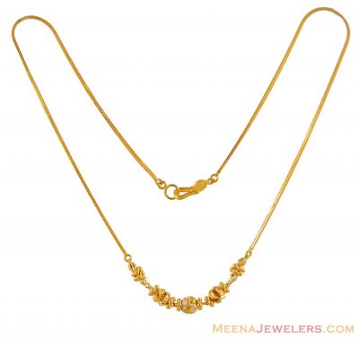 Gold Fancy Chain with CZ ( 22Kt Gold Fancy Chains )