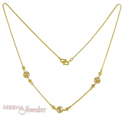 22kt Gold Chain with CZ ( Necklace with Stones )