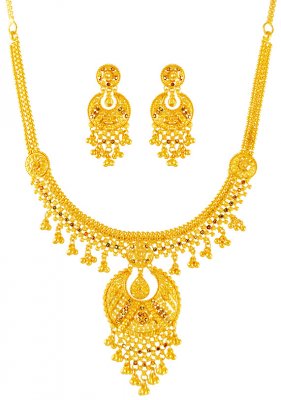  22K Gold Necklace And Earrings Set ( 22 Kt Gold Sets )