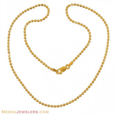 22K Yellow Gold Ball Chain - ChFc6894 - 22K yellow Gold Chain with gold ...