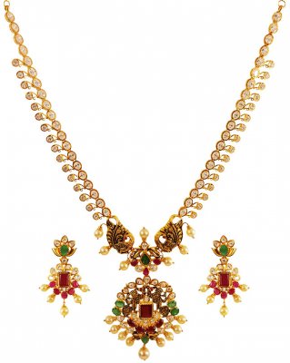 22kt Gold Necklace Earring Set  ( Gold Designer Sets )