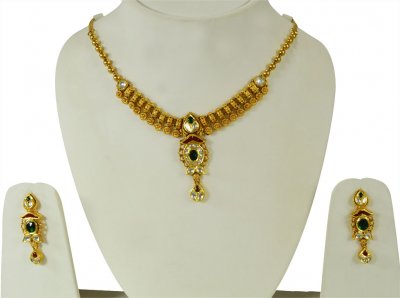 Indian style 22 Kt Gold Antique Set ( Antique Necklace Sets )