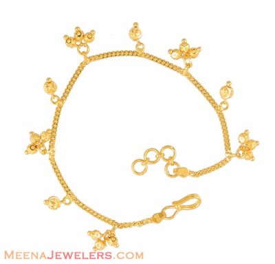 Gold bracelet with Meenakari hanging ( Ladies Bracelets )