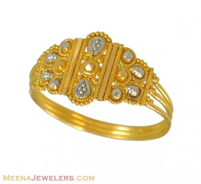 22K Gold Ladies Ring with Two Tone ( Ladies Gold Ring )