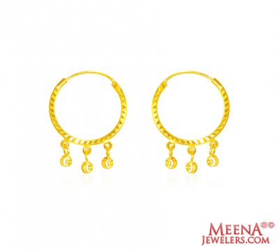 22K Gold Hoop Earrings For Girls ( Hoop Earrings )