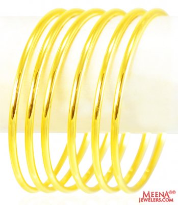 22Kt Plain Gold Bangles (6 Pc) ( Gold Bangles )