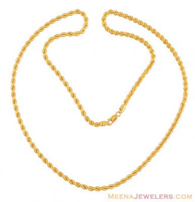 Gold Rope Chain (24 Inch) ( Plain Gold Chains )