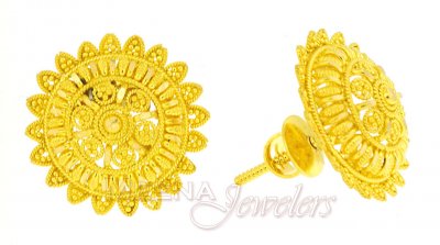 22Kt Gold Earrings with Filigree  ( 22 Kt Gold Tops )