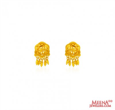 22K Gold Floral Earrings ( 22 Kt Gold Tops )