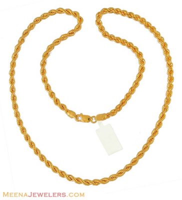 22K Gold Rope Chain (18 inch) ( Men`s Gold Chains )