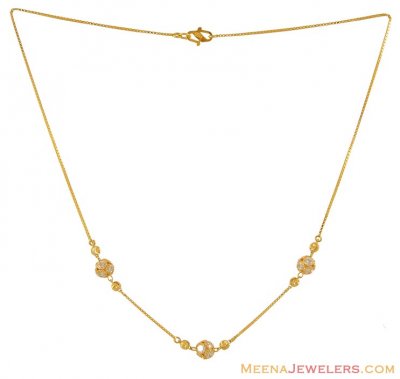 22kt Gold Chain with CZ ( Necklace with Stones )