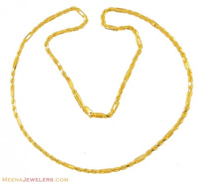22K Gold Rope Chain (22 Inch) ( Men`s Gold Chains )