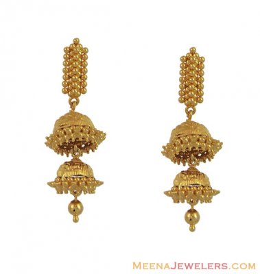 22k Chandelier Earrings ( 22Kt Gold Fancy Earrings )
