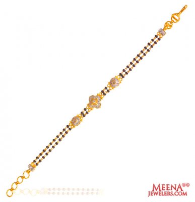 22 Kt Gold Black Beads CZ Bracelet ( Ladies Bracelets )