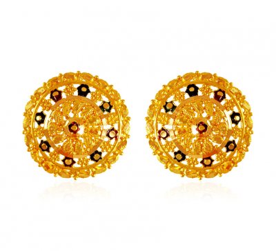 22K Gold Earrings with MeenaKari ( 22 Kt Gold Tops )