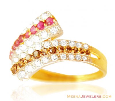 22K Designer Ruby Ring ( Ladies Rings with Precious Stones )