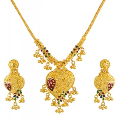Gold MeenaKari Necklace Set ( Light Sets )