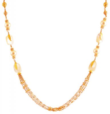 Gold Pearl Layered Chain ( 22Kt Gold Fancy Chains )