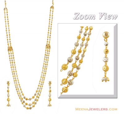 Gold Two Tone Layered Necklace Set ( 22 Kt Gold Sets )