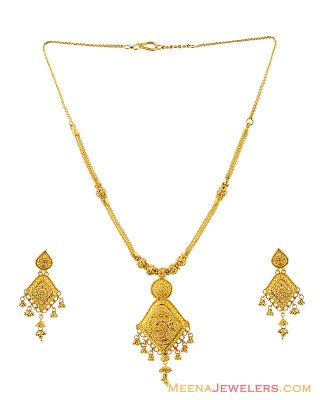 22K Detailed Filigree Necklace Set ( 22 Kt Gold Sets )