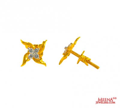 22 K Gold Tops with CZ  ( Signity Earrings )