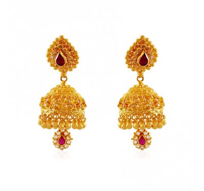 22K Jhumki Earrings ( 22Kt Gold Fancy Earrings )