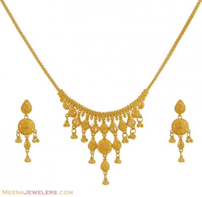 Indian Gold Necklace Set (22Kt) ( Light Sets )