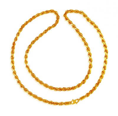 22 Kt Gold Rope Chain (22 Inch) - ChPl20464 - 22kt Gold Rope chain (22 ...