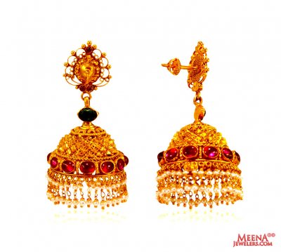 22 kt Gold Jhumki earrings ( 22Kt Gold Fancy Earrings )